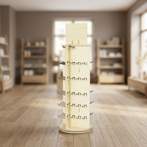 Espositore in legno di qualità con ganci fabbricato Made in Italy in betulla altezza 95 cm per negozi e supermercati. - Product Image 3