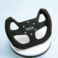 Volant de kart de drift à fond plat en suède noir de 270 mm, avec revêtement en cuir d'usine, pour modification compacte, direct usine