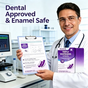 Bandes blanchissantes pour les dents V34 violettes, 28 bandes, faible MOQ, prêtes à l'emploi, éliminateur de taches jaunes, sans sensibilité, 4 tons plus blancs, vente en gros, 7 - Product Image 5