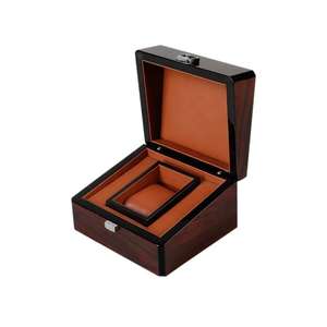 High Glossy Rosewood Finish Single <b>Watch</b> Storage Organizer <b>Wooden</b> <b>Watch</b> Gift Packaging Luxury Box - Product Image 4