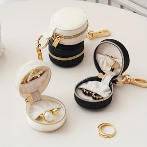 Boîte à bijoux portable en cuir miniature avec fermeture éclair et logo personnalisé, sans pompon, boîte de rangement de luxe pour colliers et boucles d'oreilles, idéale pour les voyages - Product Image 2