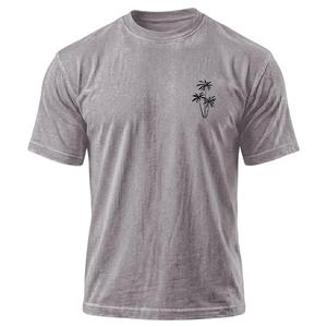 T-shirt pour homme à imprimé palmier délavé à l'acide, col rond décontracté, manches courtes, coupe ample, en coton, style streetwear - Product Image 1