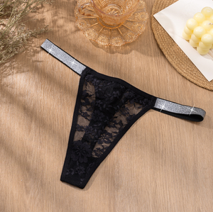 <span class=keywords><strong>Tanga</strong></span> de encaje transparente con bordado floral para mujer, de cintura baja, transpirable, de la marca Tiger Underwear, en color negro. - Product Image 4