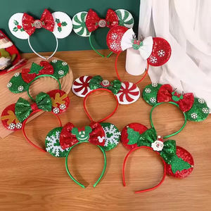 Diadema con Orejas de Ratón Navideñas, Lazo y Lentejuelas para Mujeres y Niñas, Accesorios para el Cabello con Diseño de Árbol de Navidad - Product Image 6