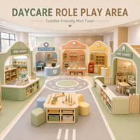 Équipement de jeu de rôle pour garderie, espace de jeu d'imitation pour enfants avec maison de jeu souple et mini-ville