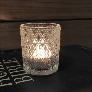 Venta al por mayor de candelabros votivos de cristal transparente portavelas tarro de cristal Vintage - Product Image 3