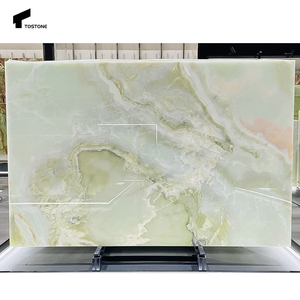 แผ่นหินโอนิกซ์ธรรมชาติสีเขียว20มม. โปร่งแสงโปร่งแสงสำหรับตกแต่งโต๊ะบนผนังเกาะโต๊ะสำหรับตกแต่งบันไดอ่างอาบน้ำ - Product Image 1