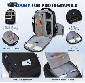 Sac à dos pour appareil photo, sac pour appareil photo reflex numérique, sac pour appareil photo sans miroir avec housse de pluie imperméable, échantillon gratuit - Product Image 2