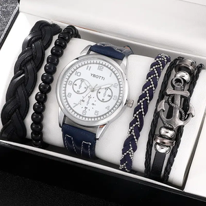 62644pcsブレスレットとメンズブルーシックラウンドポインタークォーツ時計 - Product Image 3