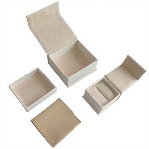 Custom Luxury Magnetic Closure Flip Top Foldable Round Linen Jewelry Box Velvet Lining Microfiber Pouch Fashionable Set GOOD - Product Image 4