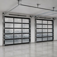 Porte de garage sectionnelle automatique à vue complète en verre trempé dépoli avec cadre en alliage d'aluminium, taille personnalisée, pour villa moderne