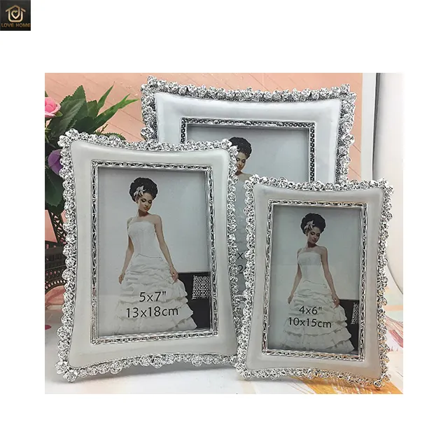 European luxury resin silver plated rose lace photo frame Valentine's day gift wedding picture frame
