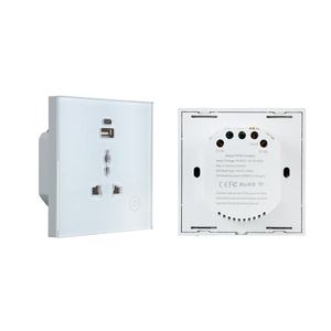 ปลั๊กไฟอัจฉริยะ Tuya SMARSECUR 16a แบบ Wifi พร้อมกระจกนิรภัย ปลั๊กติดผนังอเนกประสงค์ ควบคุมด้วยเสียง Alexa พร้อมพอร์ต USB - Product Image 1
