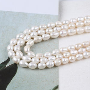 Promoción de Perlas de Arroz Blancas Cultivadas en Agua Dulce Naturales de 8-9 mm, Hilo Disperso Rosa para Hacer Collares y Pulseras, Material ABS, Zhuji - Product Image 1