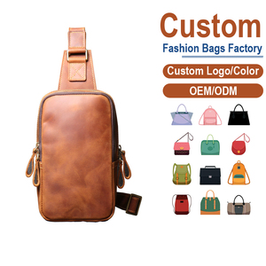 Bolso de pecho de cuero Crazy Horse marrón con cremalleras dobles |   Fabricación Personalizada OEM/ODM para Marcas Urbanas y de Viajes - Product Image 1