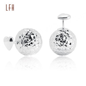 Pendientes de Bola con Diseño de Patrón en Oro Real de 18K, 12mm, Empeñables, Oro Sólido AU750, Pendientes de Aro de Oro Real de 18k - Product Image 1