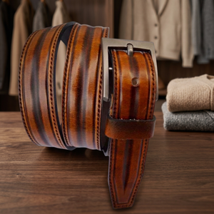 Cinturón de Cuero Genuino al Por Mayor de BS INTERNATIONAL, Precio al Por Mayor, Estilo Vintage Ecológico para Hombre, Hebilla de Acero, Resistente al Agua y Duradero - Product Image 1