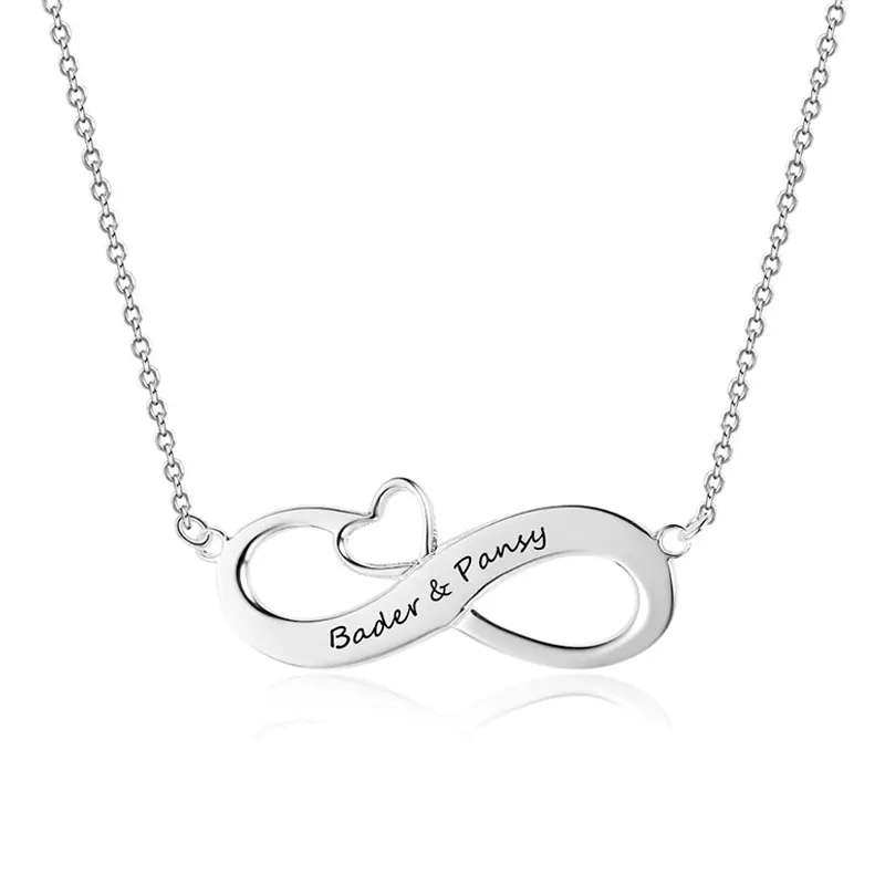 Collar personalizado de plata de ley Xh-a097, símbolo de nombre, infinito, colgante en blanco, corazón de amor para parejas, 8 formas, infinito