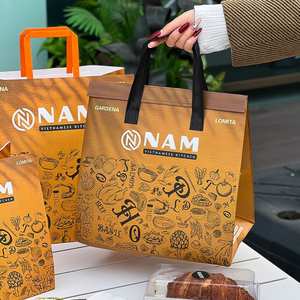 Bolsas de Compra de Papel Kraft Biodegradable Impresas Personalizadas con Asas para Comida para Llevar y Uso en Supermercados - Product Image 5