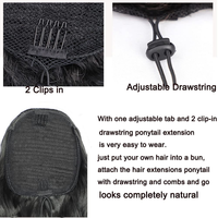 Extensions de cheveux naturels Remy européens, longs et bouclés, en queue de cheval, avec pince à griffes et cordon de serrage, anti-emmêlement, couleur personnalisable, direct usine