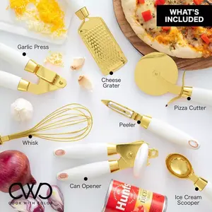 Novo Conjunto de Utensílios de Cozinha Dourados com 8 Peças, Acessórios de Cozinha, Conjunto de Utensílios de Aço Inoxidável com Revestimento de Cobre - Product Image 5