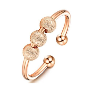 Minimalist Frosted Bead <b>Open</b> <b>Ring</b> Gold Plated Unisex Jewelry Gift Accessory Geometric Shape Ball Design JZ 020 - Product Image 3