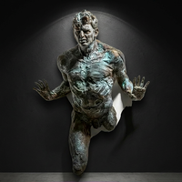 Panneau mural en bas-relief classique en bronze - Sculpture figurative moulée à la cire perdue avec cadre orné - Sculpture en bronze artistique - Statue