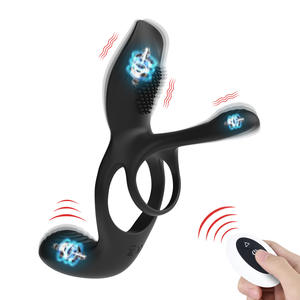 Anillo Vibrador de Silicona de Doble Anillo con Control Remoto, Recargable, Multifrecuencia, Juguete Sexual para Parejas, Resonancia, para Adultos - Product Image 1