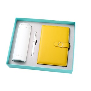 Set de Regalo de Cuaderno de Algodón Azul de Lujo, Diario Moderno y Ecológico Personalizado, Set de Regalo Empresarial con Termo, Diario y Bolígrafo - Product Image 5