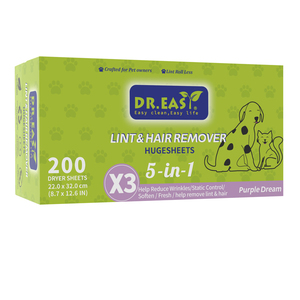 DR.EASY Lingettes assouplissantes écologiques pour sèche-linge, à base de plantes, antistatiques, longue durée, parfum Rêve Violet, sans adoucissant textile - Product Image 1