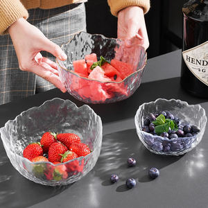 Decoración del hogar, adornos modernos, cuenco de cristal con borde dorado, ensaladera de frutas en relieve - Product Image 3