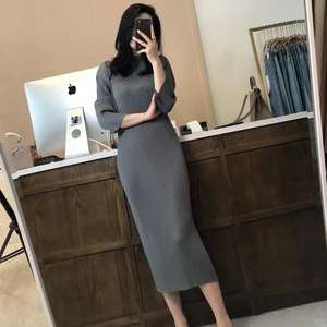 Vestido Maxi Plisado Ecológico de Tela Tejida PY para Mujer, Holgado, Casual, de Manga Larga, Estilo Coreano, Diseño de Moda, Venta al por Mayor en Línea - Product Image 2