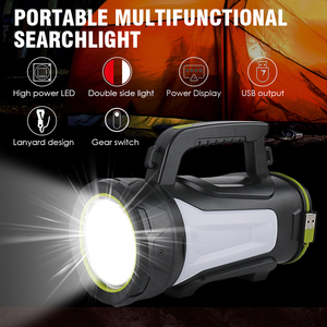 Grande <span class=keywords><strong>lampe</strong></span> de poche 5000lm Portable forte lumière étanche <span class=keywords><strong>avec</strong></span> lanière Rechargeable Power Bank Fonction projecteur pour l'extérieur - Product Image 5