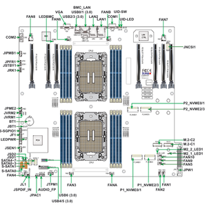 เมนบอร์ดเซิร์ฟเวอร์ MBD-X13DEG-QT แบบเฉพาะ พร้อมซ็อกเก็ตคู่ LGA-4677 (SocketE) Intel C741, รองรับ DDR5 จัดส่งรวดเร็ว คุณภาพดี - Product Image 4