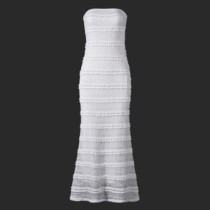 Elegante Abito Bianco in Pizzo Senza Spalline con Volant, Vestito Casual Chic per Donne - Product Image 6