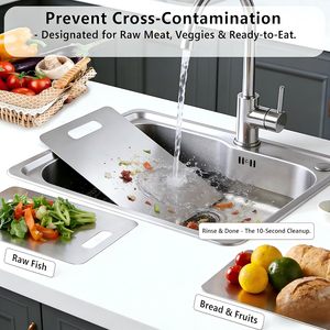 Planche à découper double face en titane pur, de qualité alimentaire, anti-germes, personnalisable en gros pour la cuisine - Product Image 5