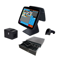 Système de caisse tout-en-un Zhongji A3D à double écran (15 pouces principal, 11,6 pouces secondaire) avec tablette compatible Windows