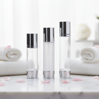 Botellas con Bomba Airless con Tapa de Aluminio, Cuerpo Transparente AS e Interior de PP para Cuidado de la Piel