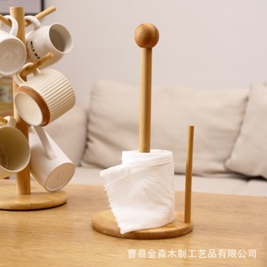 Wooden Tree Shape Cup Holder <b>Paper</b> Towel Organizer <b>Kitchen</b> Countertop Drain Rack Solid Wood Frame Multipurpose Storage Stand - Product Image 4