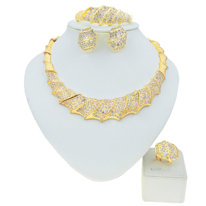 Haute qualité prix usine collier boucles d'oreilles ensembles cristal 18 k plaqué or ensembles de bijoux femme bijoux bracelets accessoires ensemble - Product Image 6