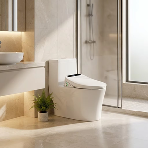 Nouvel arrivage : Siège <span class=keywords><strong>de</strong></span> toilette intelligent chauffant moderne pour salle <span class=keywords><strong>de</strong></span> bain, avec couvercle allongé en U, télécommande et séchage à air chaud - Product Image 1