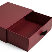 Boîte cadeau rigide bordeaux avec tiroir coulissant et ruban, emballage en carton personnalisé avec logo pour bijoux, cosmétiques, cadeaux
