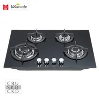 80cm thick glass panel gas hobs 4 burners with triple ring and semi-triple ring SABAF burner powerful flame cooker