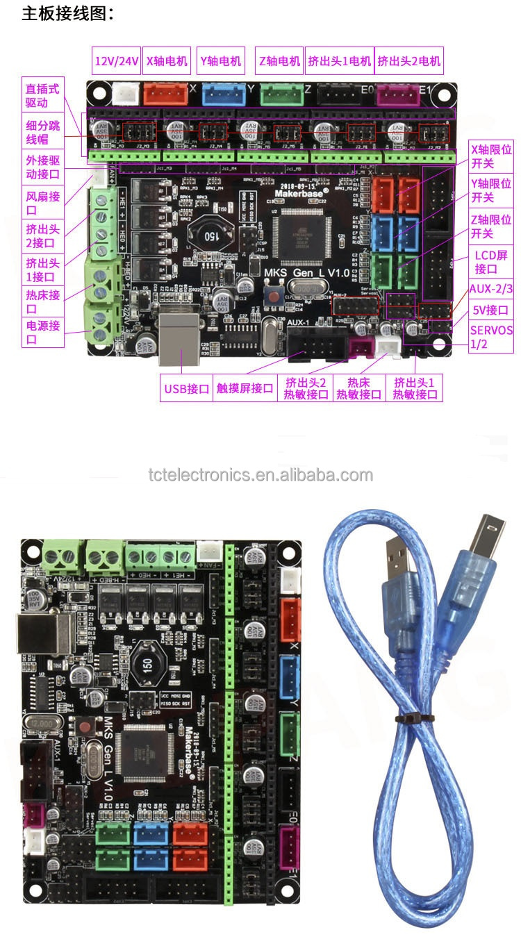Carte Mère D'imprimante 3D 4 Cœurs 64 Bits Carte de Contrôle MKS Pi pour Carte de Contrôle Raspberry Pi de Remplacement (MKS PI‑TS35 LCD Carte de commande MKS PI