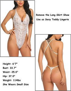 Vestido Lencero Sexy de Encaje Transparente con Abertura Alta para Mujer, Estilo Bikini Victoria - Product Image 4