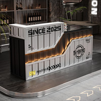 Comptoir de bar de style industriel, comptoir de caisse, comptoir de magasin, comptoir de café, comptoir de club moto, comptoir d'accueil commercial créatif en fer forgé