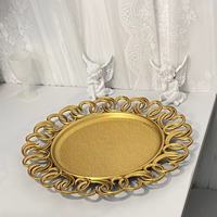 Transparante plastic diepe fruit schaal met gouden glitter, licht luxe retro design voor bruiloften, hotels & feesten, ronde vorm