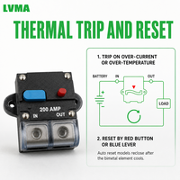 Disjoncteur thermique à réinitialisation automatique/manuelle 50A-300A CC en cuivre 2P, interrupteur carré pour protection d'alimentation RV/Marine/Audio automobile