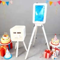 Machine photomaton portable rétro à double face en bois avec appareil photo et imprimante, style Surface Pro, pour iPad et DSLR