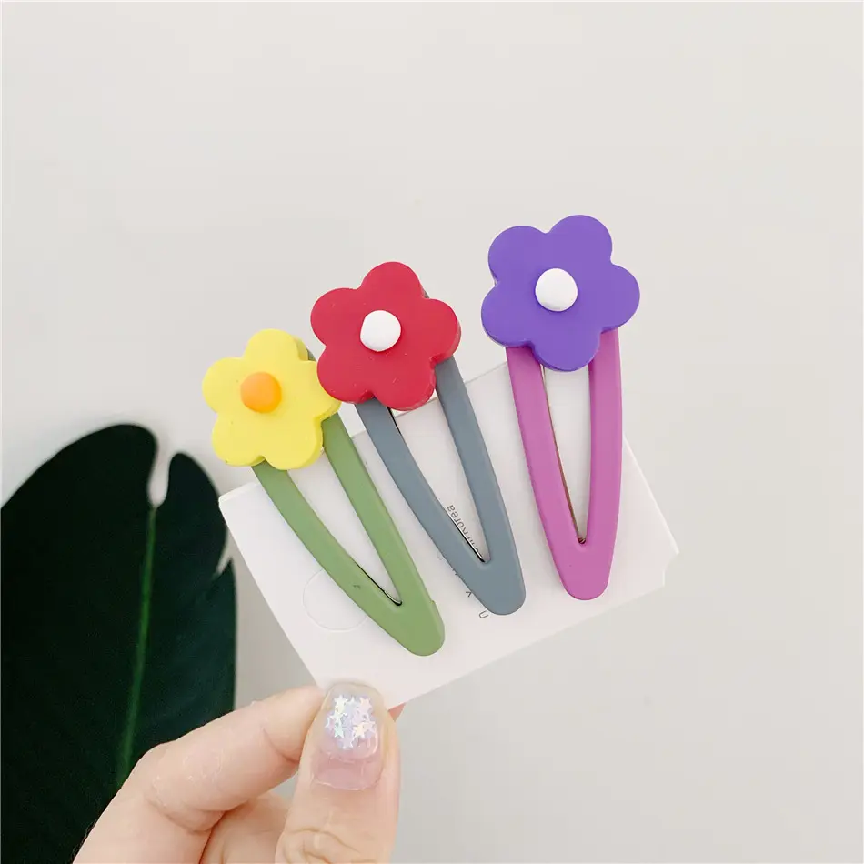 Flower Hair Clip Accessories Korea Cute Children Fun Candy Color BB Hair Clip For Girl